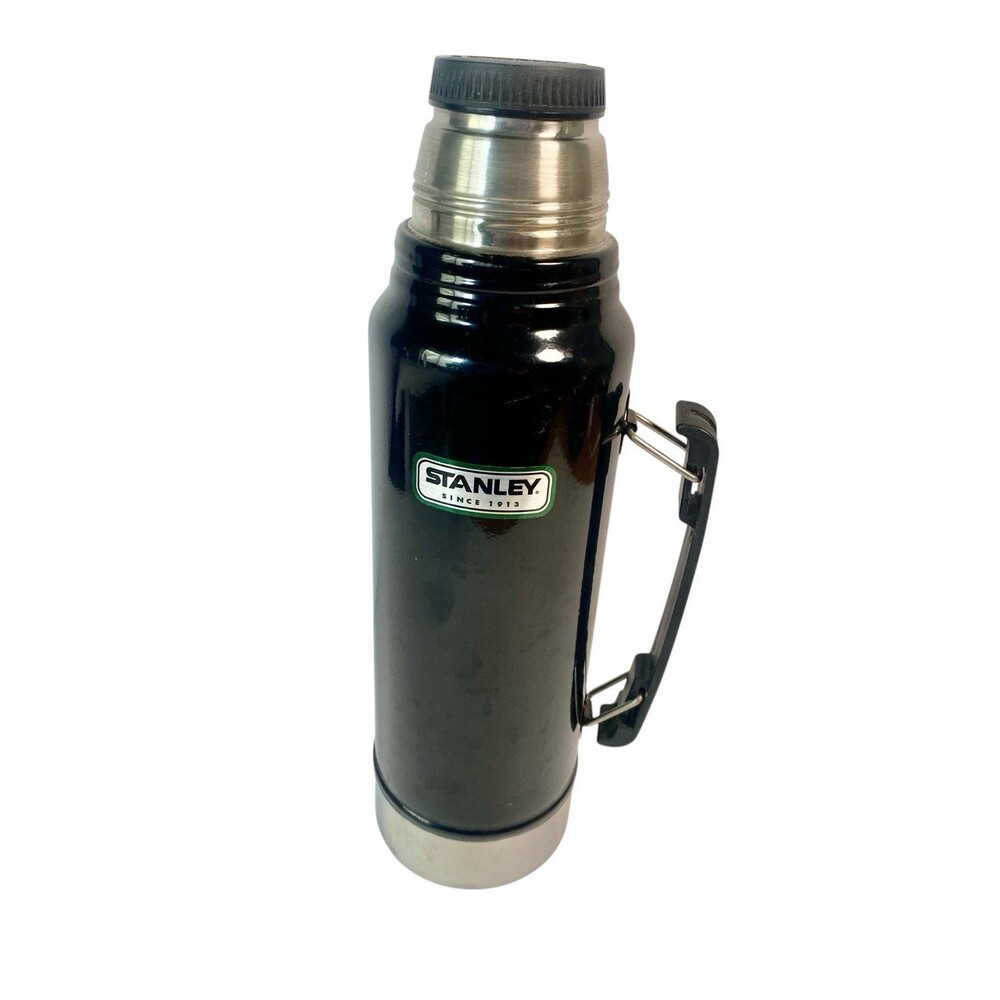 Black Stainless Steel Vacuum Bottle Aladdin Stanley Thermos 1 qt w Handle